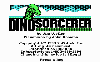 Dino-Sorcerer (DOS) screenshot: Opening Screen