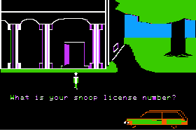 Snooper Troops (Apple II) screenshot: You need to supply your snoop number before people will talk.