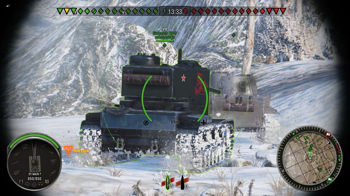 World of Tanks: Monster Mega Bundle (PlayStation 4) screenshot: Clear back view of an allied Gorynych KV-5 monster tank