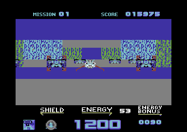 Galaxy Force II (Commodore 64) screenshot: This time the path is more defined