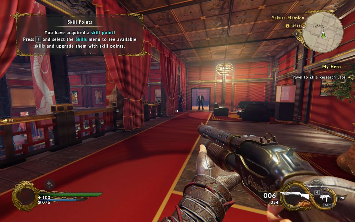 Shadow Warrior 2 (Windows) screenshot: Inside a Yakuza mansion
