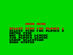 Peter Beardsley's International Football (ZX Spectrum) screenshot: Option screen.