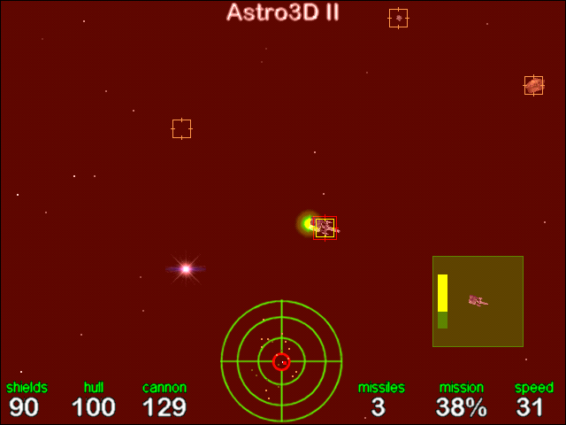 Astro3D II (Windows) screenshot: Taking damage.