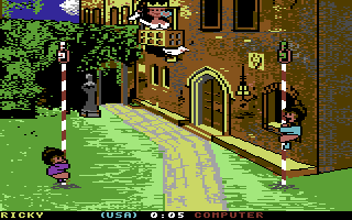 Sports-A-Roni (Commodore 64) screenshot: Pole Climbing