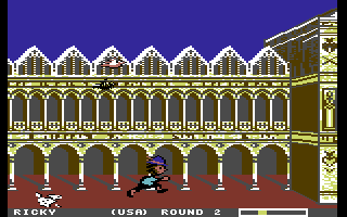 Sports-A-Roni (Commodore 64) screenshot: Run Up The Wall