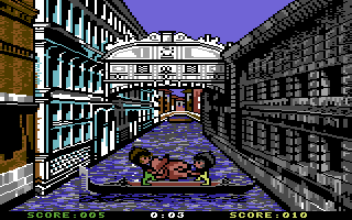 Sports-A-Roni (Commodore 64) screenshot: Pillow Fight