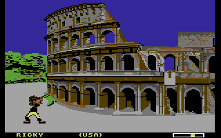 Sports-A-Roni (Commodore 64) screenshot: Boot Throwing