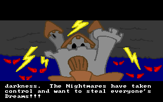 Peach's Dream (DOS) screenshot: DreamLand is conquered by Nightmares.