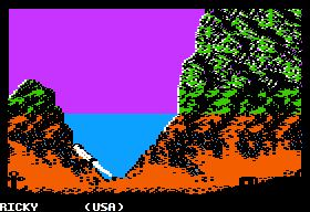 World Games (Apple II) screenshot: Cliff Diving - Swimming back up to the surface