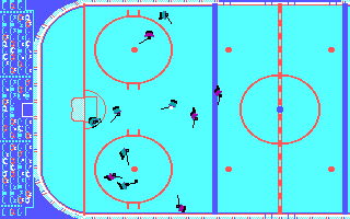 Wayne Gretzky Hockey 2 (DOS) screenshot: And finally, some in-game action! (Tandy)