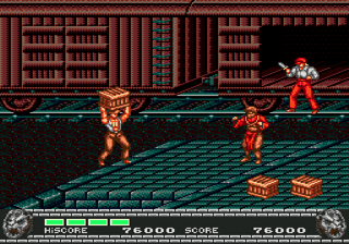 Growl (Genesis) screenshot: "Get lost, buddy. Don't make me throw this crate on you"