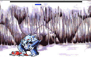 CyberGenic Ranger: Secret of the Seventh Planet (DOS) screenshot: 1st Planet Boss - Killed by its huge claws