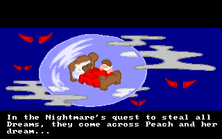 Peach's Dream (DOS) screenshot: The Nightmares attack Peach's dream...