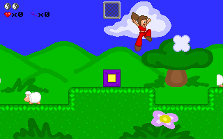Peach's Dream (DOS) screenshot: Peach jumping.