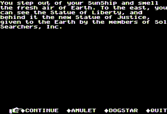 Microzine #25 (Apple II) screenshot: Cosmic Heroes - I Visit Earth