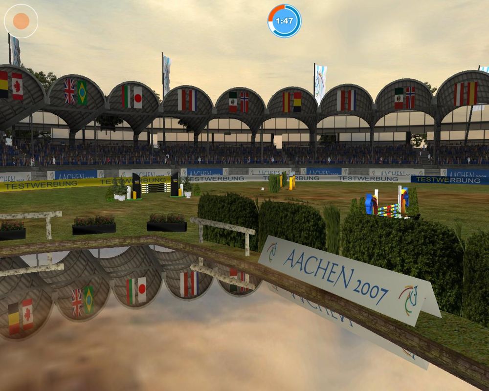 Riding Star (Windows) screenshot: Championship in the Aachen stadium.