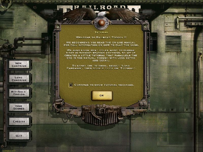 Railroad Tycoon II: The Next Millennium - Special Edition (Windows) screenshot: Though the game says there is a tutorial there isn't, see previous screen