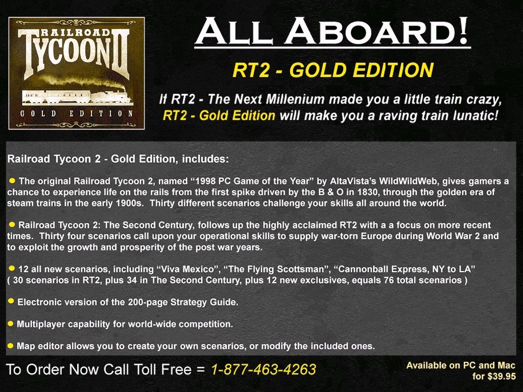 Railroad Tycoon II: The Next Millennium - Special Edition (Windows) screenshot: As the game exits it advertises Railroad Tycoon Gold