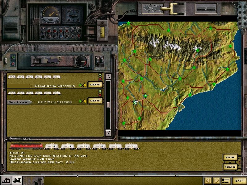 Railroad Tycoon II: The Next Millennium - Special Edition (Windows) screenshot: Monitoring trains and setting routes