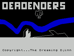 Deadenders (ZX Spectrum) screenshot: The game's title screen. It's a based on the title screen of the TV series where the blue band is actually a birds eye view of the River Thames