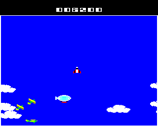 Space Pilot (BBC Micro) screenshot: Fighting the blimp, the first boss