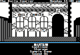 The Scoop (Apple II) screenshot: Start menu.