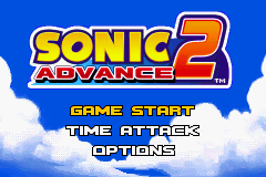 Sonic Advance 2 (Game Boy Advance) screenshot: Main Menu