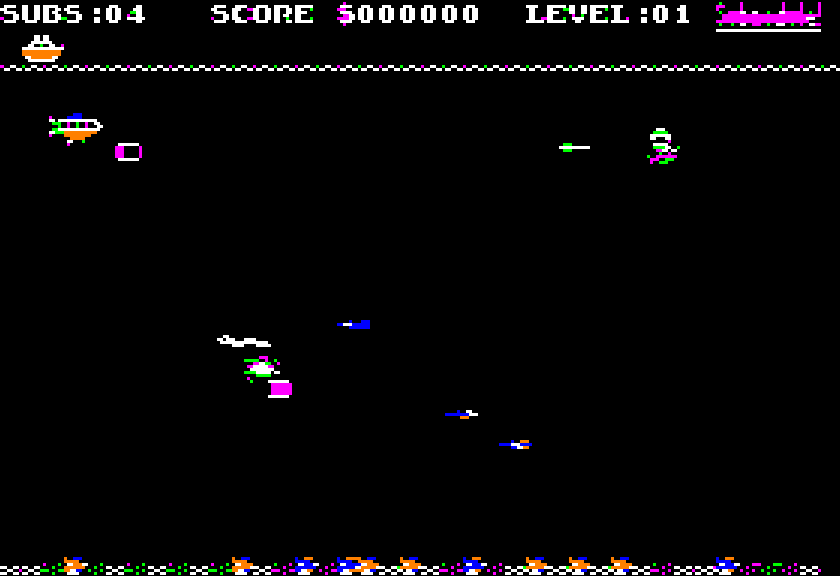 Subnodule (Apple II) screenshot: The game in extreme action!