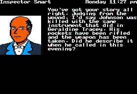 The Scoop (Apple II) screenshot: Inspector Smart - is he related to Maxwell Smart?