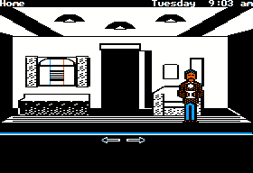 The Scoop (Apple II) screenshot: Home sweet home.