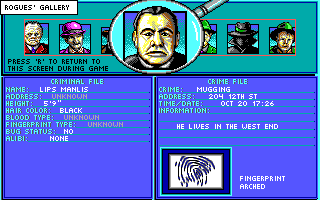Dick Tracy: The Crime-Solving Adventure (DOS) screenshot: Rogues' gallery.