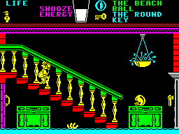 Pyjamarama (ZX Spectrum) screenshot: Stairs can be climbed