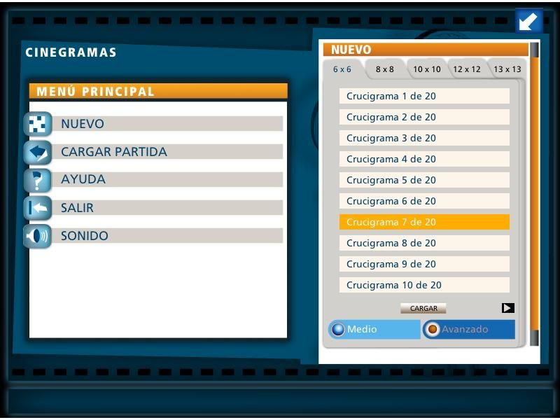 Cinegramas (Windows) screenshot: Choosing the puzzle.