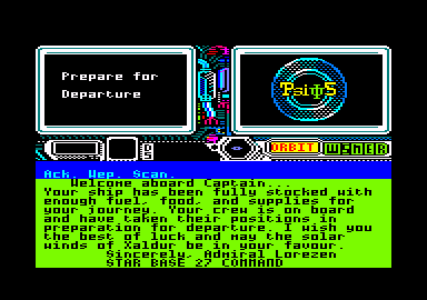 Psi 5 Trading Co. (Amstrad CPC) screenshot: Game start