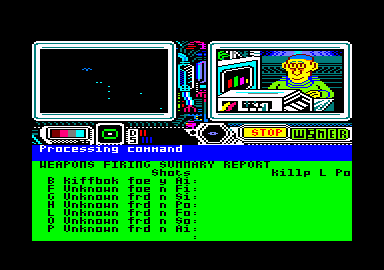 Psi 5 Trading Co. (Amstrad CPC) screenshot: Fire at will
