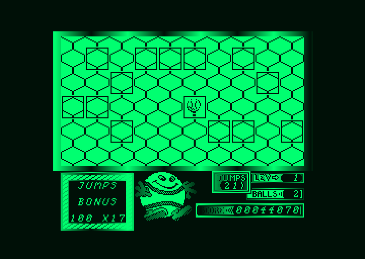 Bounder (Amstrad PCW) screenshot: Bonus level cleared