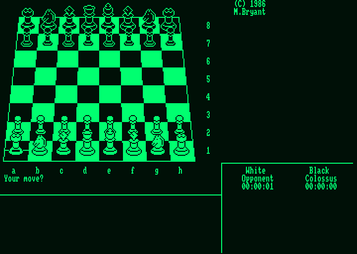 Colossus Chess 4 (Amstrad PCW) screenshot: Game start