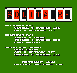 Solitaire (NES) screenshot: Title Screen