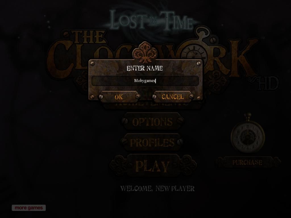 Lost in Time: The Clockwork Tower (iPad) screenshot: Player name