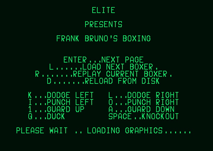 Frank Bruno's Boxing (Amstrad PCW) screenshot: Title screen