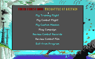 Their Finest Hour: The Battle of Britain (Atari ST) screenshot: Main menu