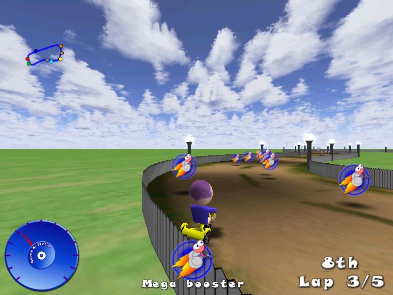 Trike Racers (Windows) screenshot: Just look at all those power ups!