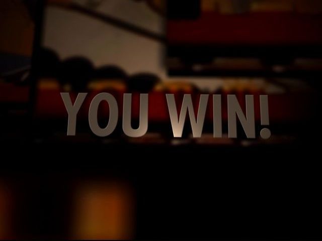 Scene It?: Turner Classic Movies Edition (DVD Player) screenshot: A player wins by answering three 'Final Cut' questions. This triggers a montage of film clips showing people cheering culminating in the words 'You Win' before returning to the main menu