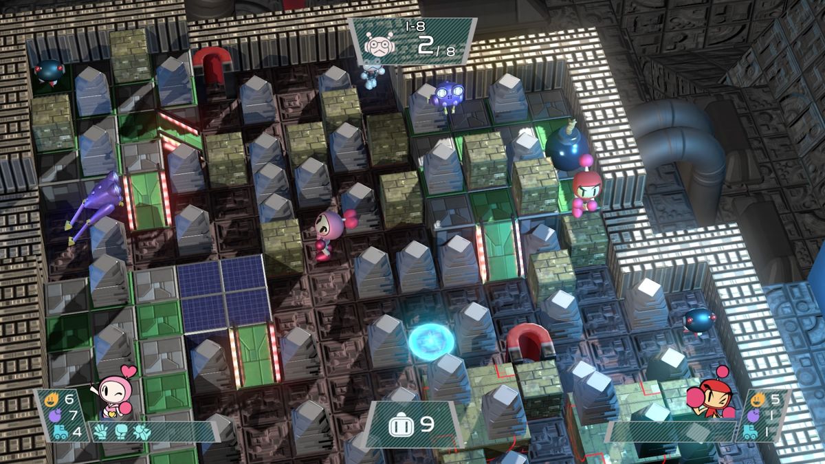Super Bomberman R (PlayStation 4) screenshot: Watch out for jumping bugs as you can only blast them when they're on the ground