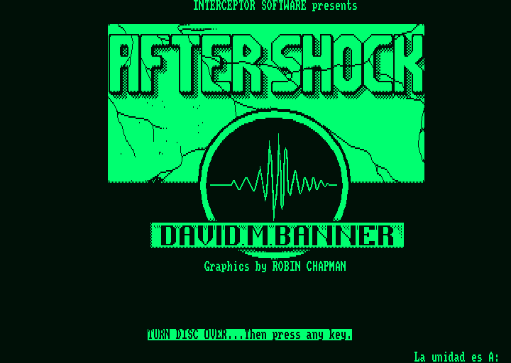 After Shock (Amstrad PCW) screenshot: Title screen