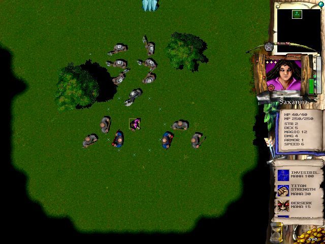 Hesperian Wars (Windows) screenshot: Starting out a new mission. Saxanna is one of the hero characters that must not die during a mission.