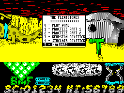 The Flintstones (ZX Spectrum) screenshot: Options.