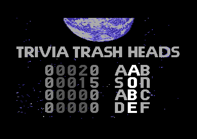 Trivia: The Ultimate Quest (Commodore 64) screenshot: High score.