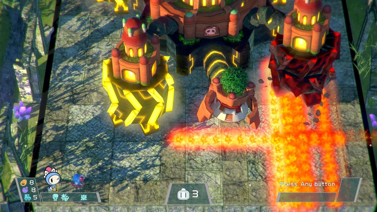Super Bomberman R (PlayStation 4) screenshot: Fighting 2nd boss in ultimate form
