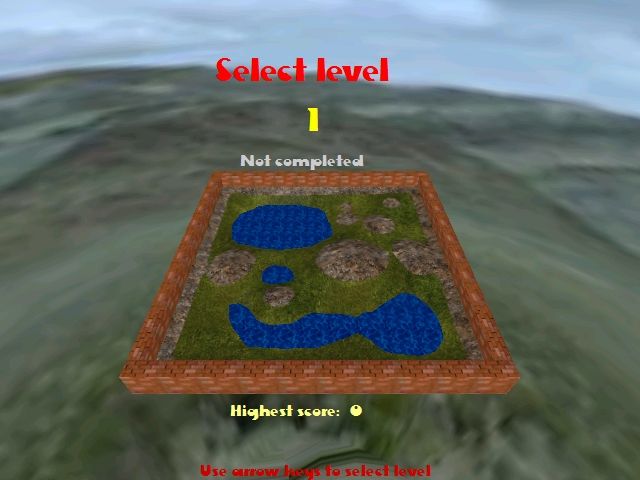 Nibbles 3D (Windows) screenshot: The start of a single player game. The player uses the left/right arrows to select the game level